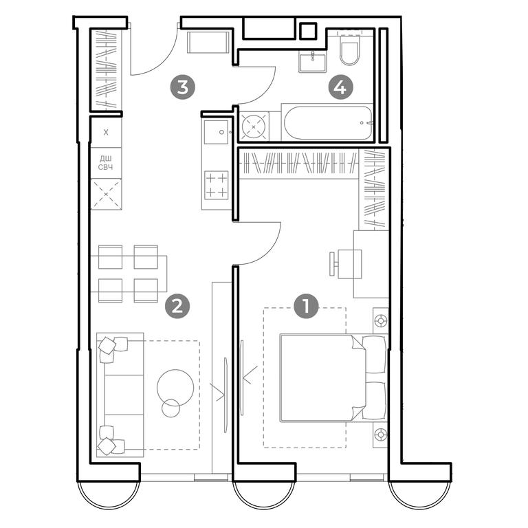 1-BD Apartment Sale, 46.8 sq. m. at Nametkin Tower, Namyotkina Street, 10А, Moscow, Russia #1 1-BD Apartment Sale, 46.8 sq. m. at Nametkin Tower, Namyotkina Street, 10А, Moscow, Russia #1
