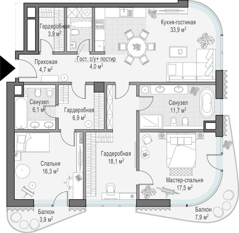 2-BD Apartment Sale, 125.8 sq. m. at Lavrushinskiy, Lavrushinsky Lane, 11к1, Moscow, Russia #1 2-BD Apartment Sale, 125.8 sq. m. at Lavrushinskiy, Lavrushinsky Lane, 11к1, Moscow, Russia #1