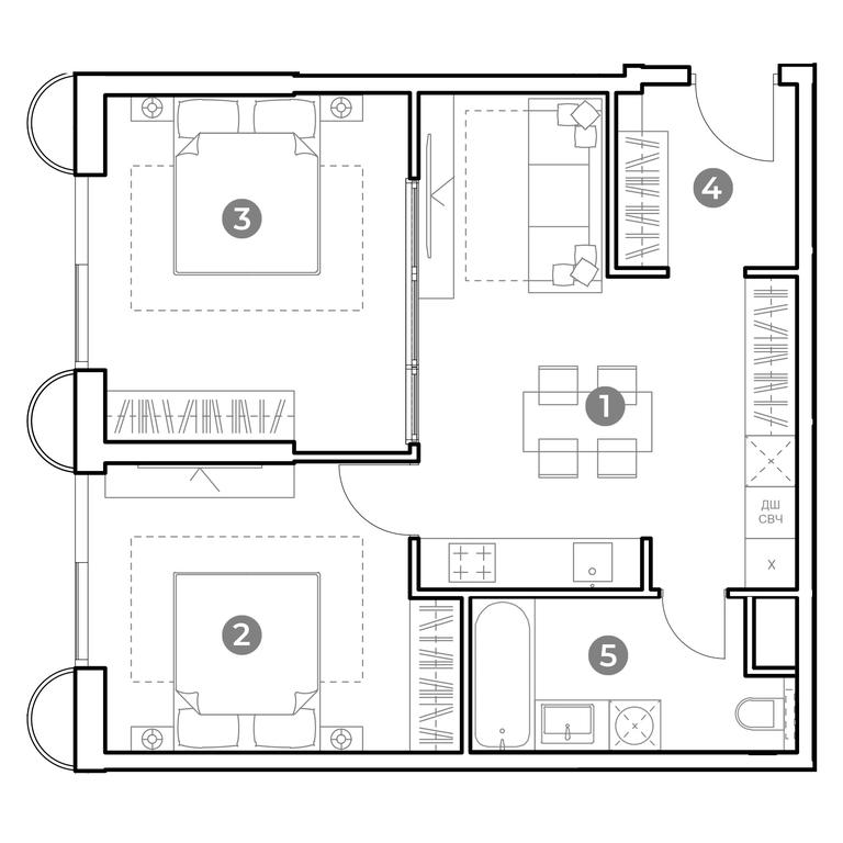 2-BD Apartment Sale, 60.1 sq. m. at Nametkin Tower, Namyotkina Street, 10А, Moscow, Russia #2 2-BD Apartment Sale, 60.1 sq. m. at Nametkin Tower, Namyotkina Street, 10А, Moscow, Russia #2