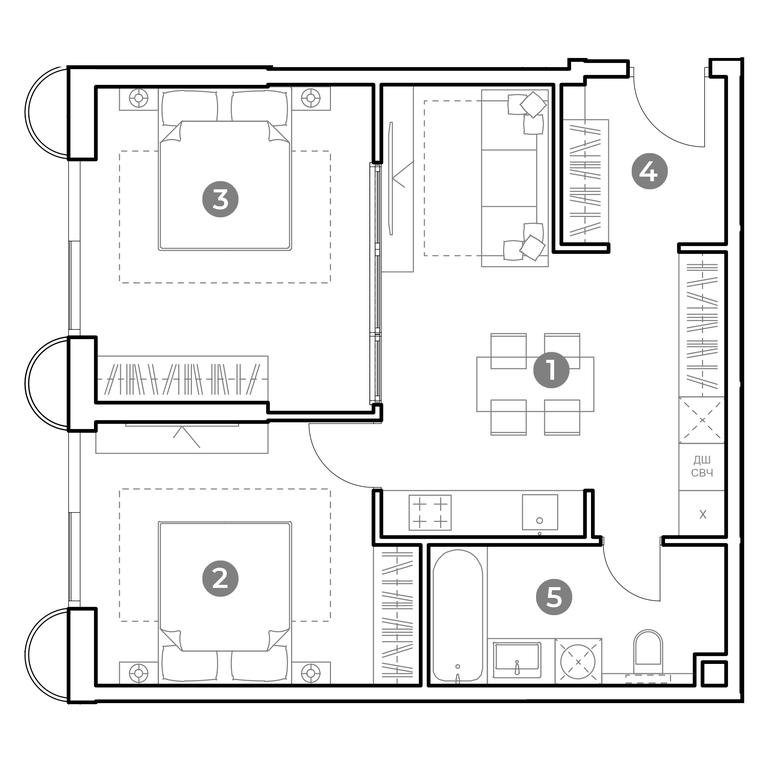 2-BD Apartment Sale, 60.1 sq. m. at Nametkin Tower, Namyotkina Street, 10А, Moscow, Russia #1