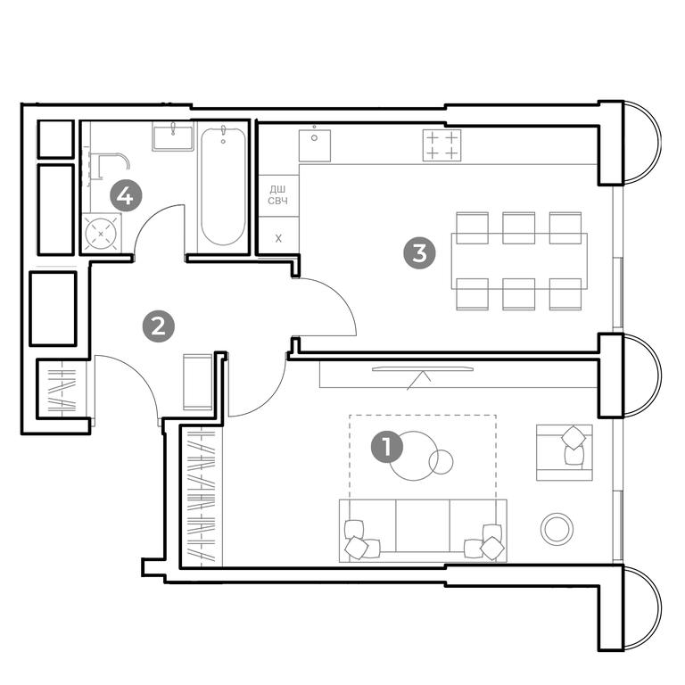 1-BD Apartment Sale, 44.8 sq. m. at Nametkin Tower, Namyotkina Street, 10А, Moscow, Russia #2 1-BD Apartment Sale, 44.8 sq. m. at Nametkin Tower, Namyotkina Street, 10А, Moscow, Russia #2