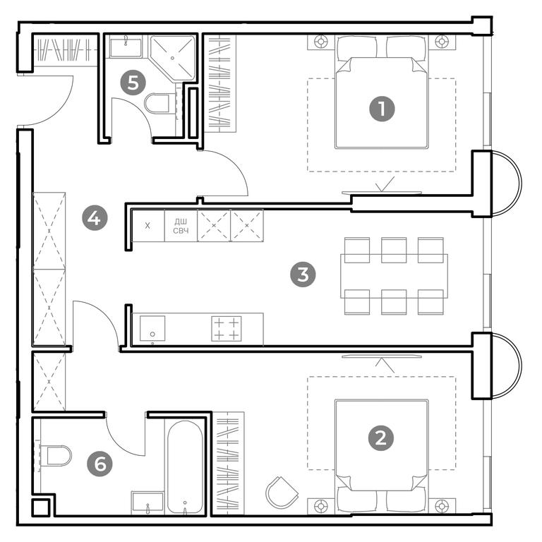1-BD Apartment Sale, 67.7 sq. m. at Nametkin Tower, Namyotkina Street, 10А, Moscow, Russia #1