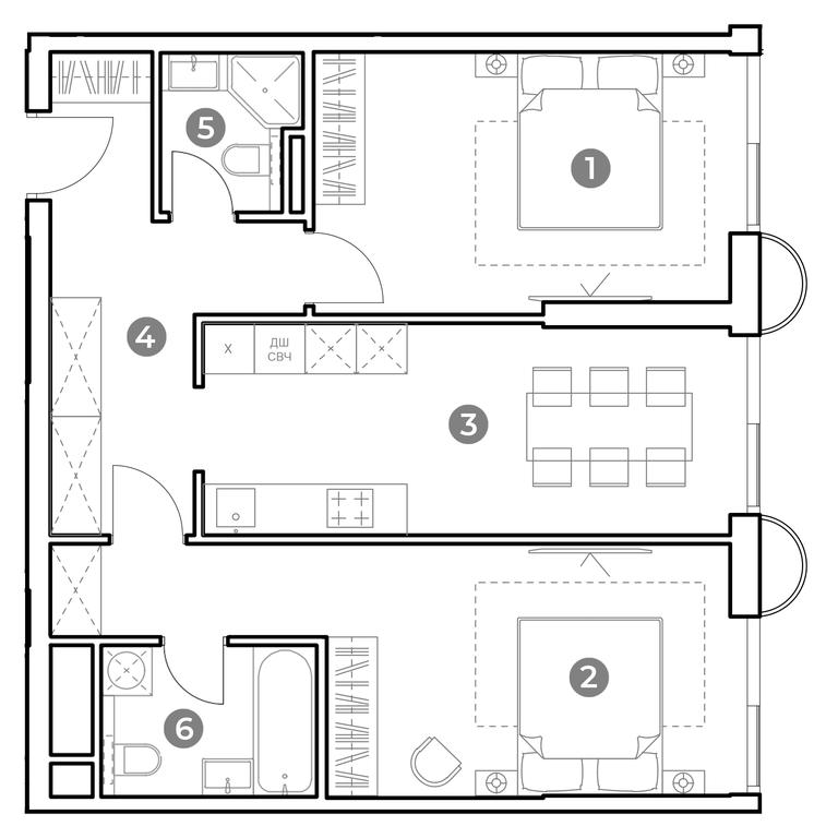 1-BD Apartment Sale, 67.7 sq. m. at Nametkin Tower, Namyotkina Street, 10А, Moscow, Russia #2