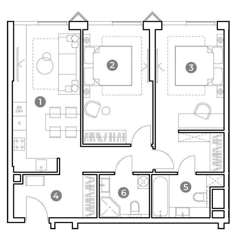 2-BD Apartment Sale, 70.4 sq. m. at Nametkin Tower, Namyotkina Street, 10А, Moscow, Russia #2 2-BD Apartment Sale, 70.4 sq. m. at Nametkin Tower, Namyotkina Street, 10А, Moscow, Russia #2