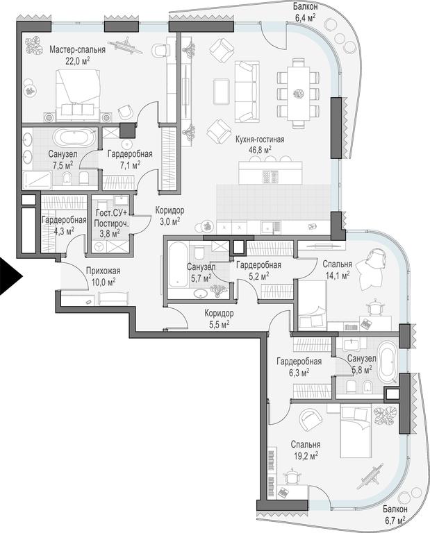 2-BD Apartment Sale, 171.2 sq. m. at Lavrushinskiy, Lavrushinsky Lane, 11к1, Moscow, Russia #1 2-BD Apartment Sale, 171.2 sq. m. at Lavrushinskiy, Lavrushinsky Lane, 11к1, Moscow, Russia #1