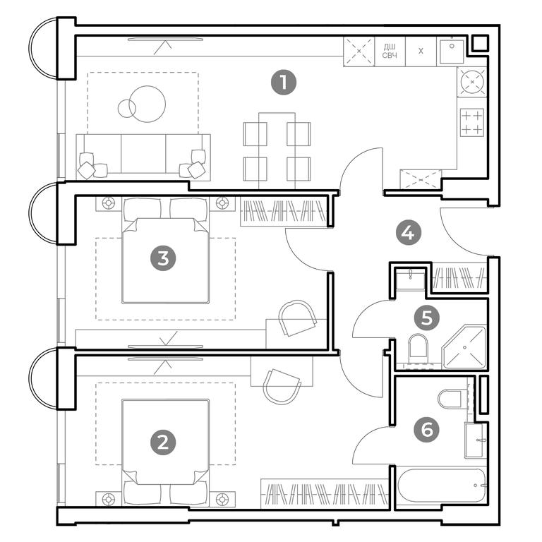 2-BD Apartment Sale, 70.9 sq. m. at Nametkin Tower, Namyotkina Street, 10А, Moscow, Russia #1