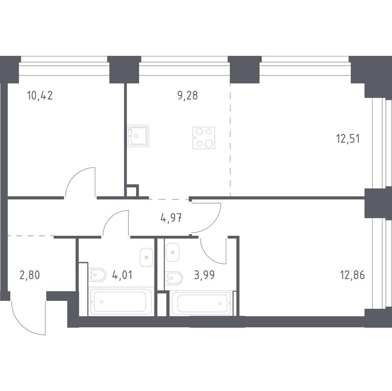 1-BD Apartment Sale, 60.84 sq. m. at Nova, Bratyev Fonchenko Street, вл21, Moscow, Russia #1 1-BD Apartment Sale, 60.84 sq. m. at Nova, Bratyev Fonchenko Street, вл21, Moscow, Russia #1
