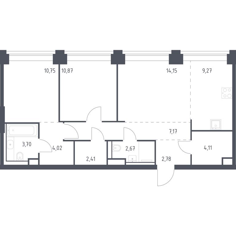 1-BD Apartment Sale, 71.9 sq. m. at Nova, Bratyev Fonchenko Street, вл21, Moscow, Russia #1 1-BD Apartment Sale, 71.9 sq. m. at Nova, Bratyev Fonchenko Street, вл21, Moscow, Russia #1