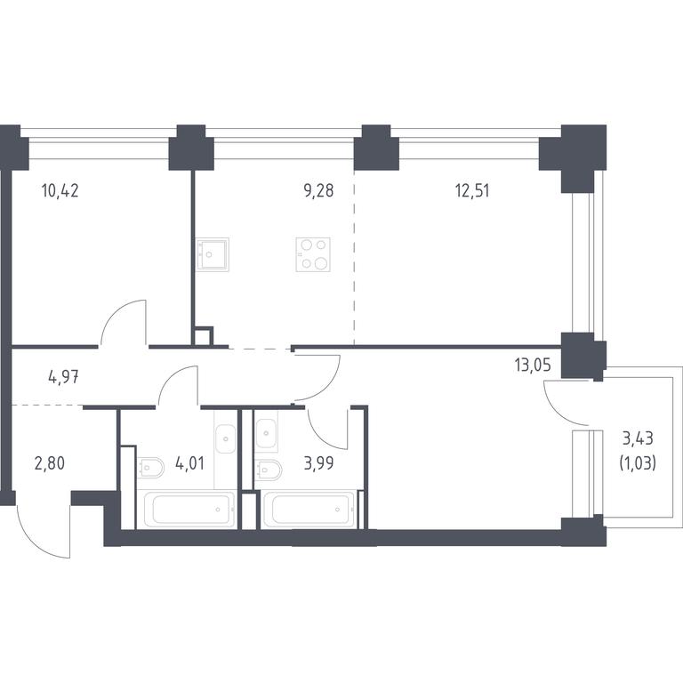 1-BD Apartment Sale, 62.06平方米 at Nova, Bratyev Fonchenko Street, вл21, Moscow, Russia #1 1-BD Apartment Sale, 62.06平方米 at Nova, Bratyev Fonchenko Street, вл21, Moscow, Russia #1