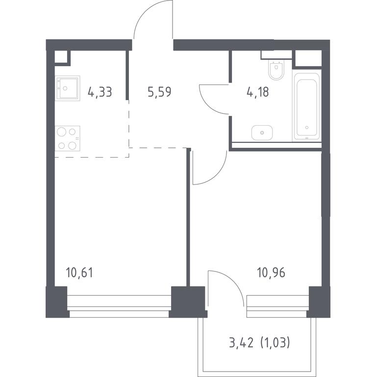 Apartment Sale, 36.7平方米 at Nova, Bratyev Fonchenko Street, вл21, Moscow, Russia #1 Apartment Sale, 36.7平方米 at Nova, Bratyev Fonchenko Street, вл21, Moscow, Russia #1