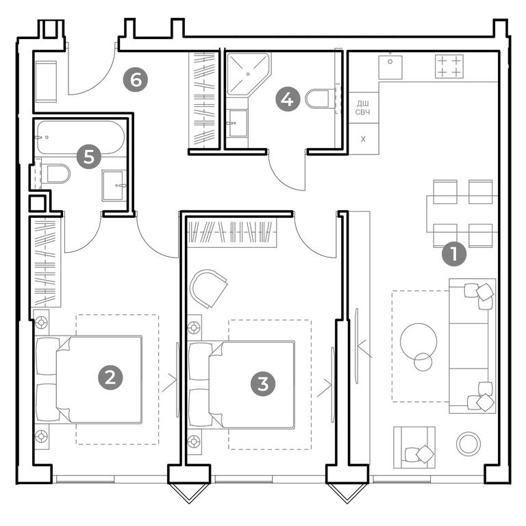 2-BD Apartment Sale, 70.6 sq. m. at Nametkin Tower, Namyotkina Street, 10А, Moscow, Russia #1