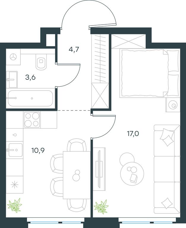 Apartment Sale, 36.2 sq. m. at Level Michurinskiy, Озёрная улица, вл1, Москва, Россия #2 Apartment Sale, 36.2 sq. m. at Level Michurinskiy, Озёрная улица, вл1, Москва, Россия #2