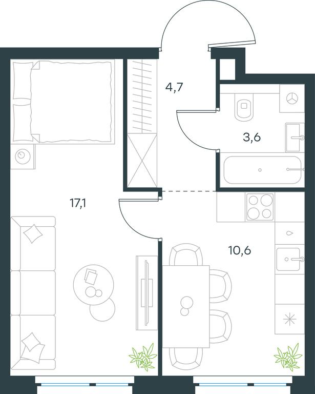 Apartment Sale, 36平方米 at Level Michurinskiy, Озёрная улица, вл1, Москва, Россия #2