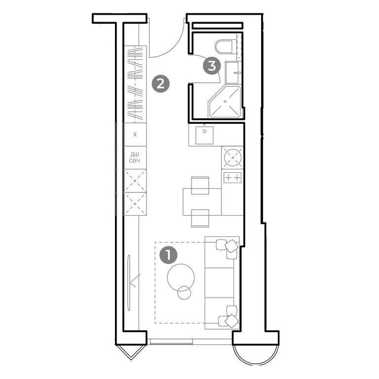 Apartment Sale, 25.3平方米 at Nametkin Tower, Namyotkina Street, 10А, Moscow, Russia #1