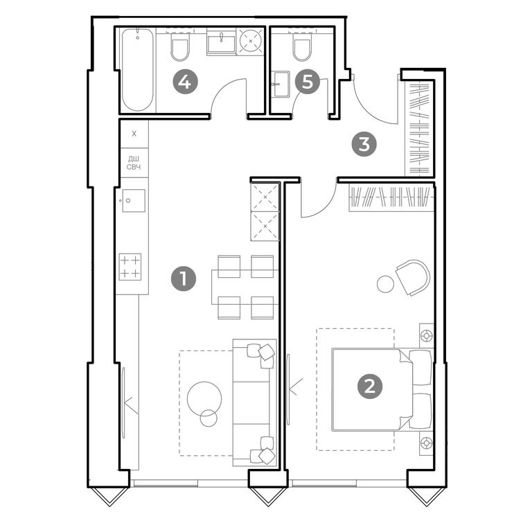 1-BD Apartment Sale, 57.1 sq. m. at Nametkin Tower, Namyotkina Street, 10А, Moscow, Russia #1 1-BD Apartment Sale, 57.1 sq. m. at Nametkin Tower, Namyotkina Street, 10А, Moscow, Russia #1