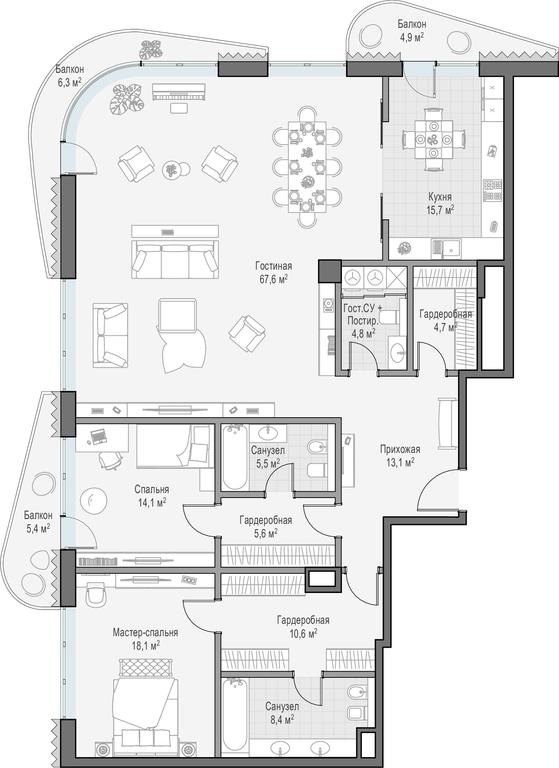 2-BD Apartment Sale, 171.3 sq. m. at Lavrushinskiy, Lavrushinsky Lane, 11к1, Moscow, Russia #1