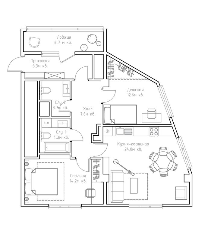2-BD Apartment Sale, 80.2平方米 at Rezidentsii Zamoskvoreche, Zatsepa Street, 27, Moscow, Russia #1 2-BD Apartment Sale, 80.2平方米 at Rezidentsii Zamoskvoreche, Zatsepa Street, 27, Moscow, Russia #1