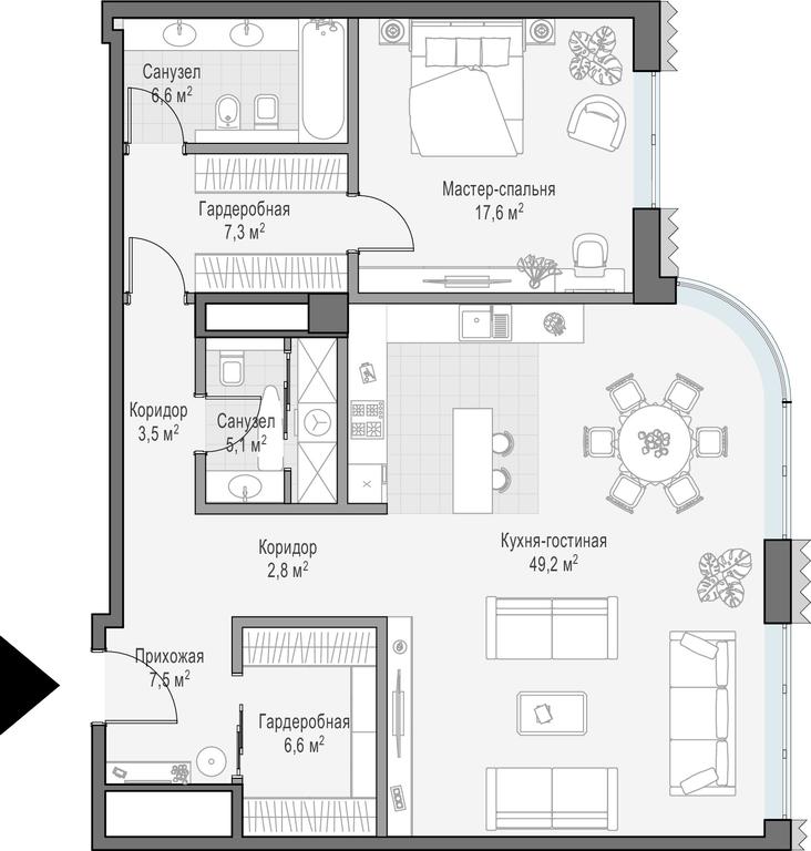 1-BD Apartment Sale, 104.8 sq. m. at Lavrushinskiy, Lavrushinsky Lane, 11к1, Moscow, Russia #1