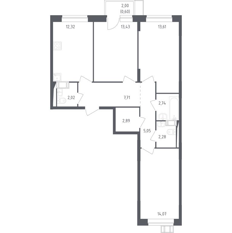 2-BD Apartment Sale, 76.9平方米 at Novoe Vnukovo, kvartal № 38, Kokoshkino Settlement, Moscow, Russia #2 2-BD Apartment Sale, 76.9平方米 at Novoe Vnukovo, kvartal № 38, Kokoshkino Settlement, Moscow, Russia #2