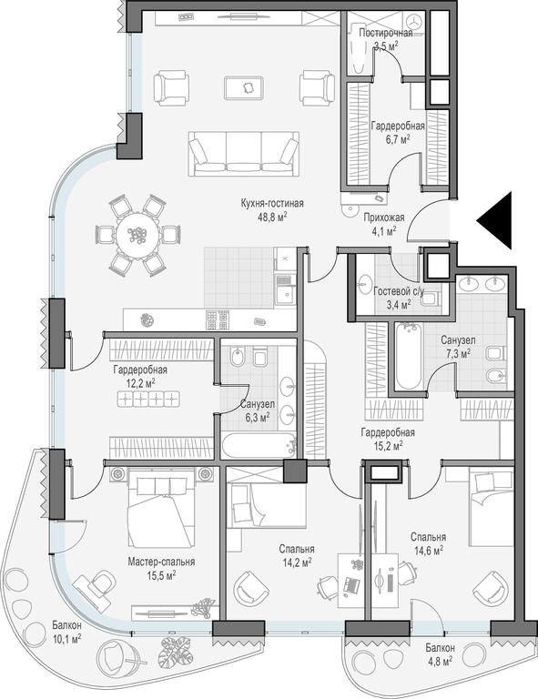 2-BD Apartment Sale, 156.2 sq. m. at Lavrushinskiy, Lavrushinsky Lane, 11к1, Moscow, Russia #1