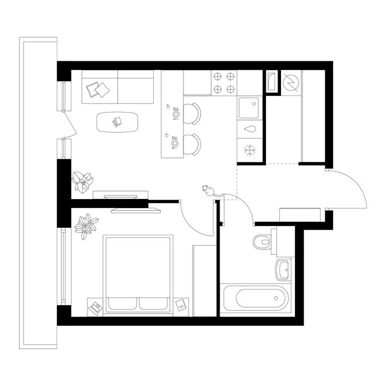 1-BD Apartment Sale, 35.7 sq. m. at Kutuzovskiy Kvartal, Ivana Franko Street, 20к1, Moscow, Russia #1 1-BD Apartment Sale, 35.7 sq. m. at Kutuzovskiy Kvartal, Ivana Franko Street, 20к1, Moscow, Russia #1