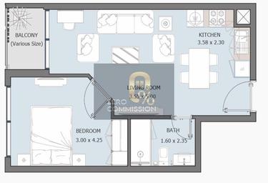 1-BD Apartment Sale, 486 sq. ft. at Royal Park By Reportage, Royal Park, Masdar City, Abu Dhabi, UAE #4