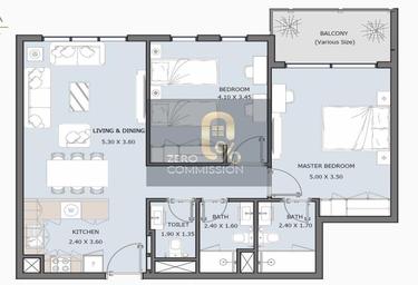 2-BD Apartment Sale, 1,000 sq. ft. at Royal Park By Reportage, Royal Park, Masdar City, Abu Dhabi, UAE #4