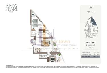 2-BD Apartment Sale, 1,000 sq. ft., Tower C1, Ajman Pearl Towers, Ajman Downtown, Ajman, UAE #4
