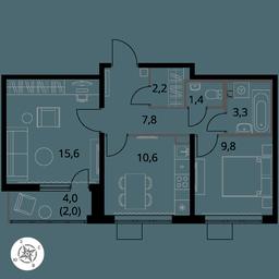 2-BD Apartment Sale, 52.7 sq. m. at Pervy Yuzhny, zhiloy kompleks Pervy Yuzhny, Leninskiy City District, Moscow Region, Russia #3 2-BD Apartment Sale, 52.7 sq. m. at Pervy Yuzhny, zhiloy kompleks Pervy Yuzhny, Leninskiy City District, Moscow Region, Russia #3