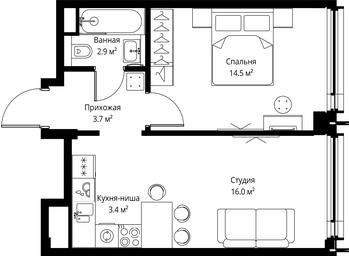 1-BD Apartment Sale, 40.5平方米 at Symphony 34, 2nd Khutorskaya Street, 38А, Moscow, Russia #3