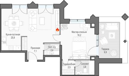 1-BD Apartment Sale, 62.3平方米 at Dostizhenie, Akademika Korolyova Street, 21, Moscow, Russia #4