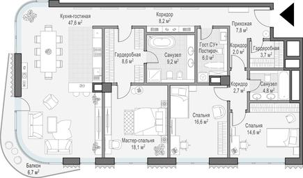 2-BD Apartment Sale, 152.7 sq. m. at Lavrushinskiy, Lavrushinsky Lane, 11к1, Moscow, Russia #2 2-BD Apartment Sale, 152.7 sq. m. at Lavrushinskiy, Lavrushinsky Lane, 11к1, Moscow, Russia #2