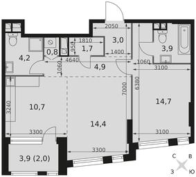 2-BD Apartment Sale, 60.3 sq. m. at Rotterdam, Varshavskoye Highway, 37Ак1с2, Moscow, Russia #4