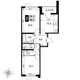 2-BD Apartment Sale, 59.5 sq. m. at Pervyi Lermontovskiy, zhiloy kompleks 1-y Lermontovskiy, Lyubertsy, Moscow Region, Russia #4