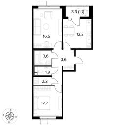 2-BD Apartment Sale, 59.5 sq. m. at Pervyi Lermontovskiy, zhiloy kompleks 1-y Lermontovskiy, Lyubertsy, Moscow Region, Russia #3