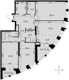 4-BD Apartment Sale, 104.8平方米 at Sydney City, Shenogina Street, 2, Moscow, Russia #4
