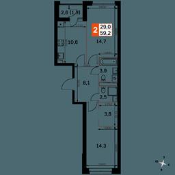 2-BD Apartment Sale, 59.2 sq. m. at Sky Garden, Stroitelny Drive, 9с6, Moscow, Russia #3 2-BD Apartment Sale, 59.2 sq. m. at Sky Garden, Stroitelny Drive, 9с6, Moscow, Russia #3