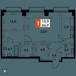 2-BD Apartment Sale, 66.9平方米 at Sydney City, Shenogina Street, 2, Moscow, Russia #2 2-BD Apartment Sale, 66.9平方米 at Sydney City, Shenogina Street, 2, Moscow, Russia #2
