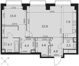 2-BD Apartment Sale, 66.9平方米 at Sydney City, Shenogina Street, 2, Moscow, Russia #4