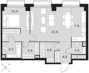 2-BD Apartment Sale, 66.9平方米 at Sydney City, Shenogina Street, 2, Moscow, Russia #3 2-BD Apartment Sale, 66.9平方米 at Sydney City, Shenogina Street, 2, Moscow, Russia #3