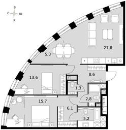 3-BD Apartment Sale, 86.1 sq. m. at Sydney City, Shenogina Street, 2, Moscow, Russia #3