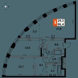 3-BD Apartment Sale, 86.1 sq. m. at Sydney City, Shenogina Street, 2, Moscow, Russia #2