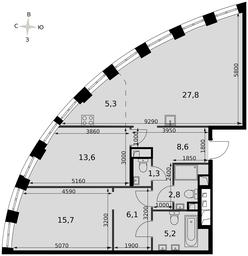 3-BD Apartment Sale, 86.1 sq. m. at Sydney City, Shenogina Street, 2, Moscow, Russia #4
