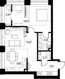 2-BD Apartment Sale, 63.8平方米 at AFI Park Voroncovskiy, Akademika Chelomeya Street, 7Ас2, Moscow, Russia #4