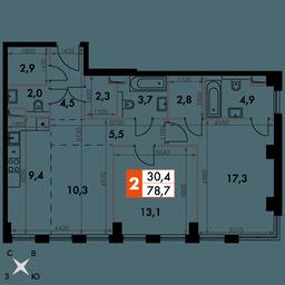 2-BD Apartment Sale, 78.7 sq. m. at Sydney City, Shenogina Street, 2, Moscow, Russia #2