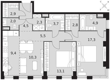 2-BD Apartment Sale, 78.7 sq. m. at Sydney City, Shenogina Street, 2, Moscow, Russia #3
