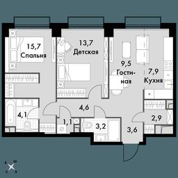 2-BD Apartment Sale, 66.3平方米 at Sydney City, Shenogina Street, 2, Moscow, Russia #3 2-BD Apartment Sale, 66.3平方米 at Sydney City, Shenogina Street, 2, Moscow, Russia #3