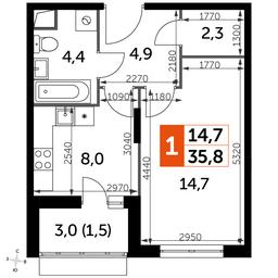 1-BD Apartment Sale, 36 sq. m. at Rimskiy, Rimskiy proyezd, 1, Settlement of Razvilka, Leninskiy City District, Moscow Region, Russia #4