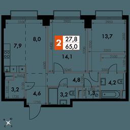 2-BD Apartment Sale, 65 sq. m. at Sydney City, Shenogina Street, 2, Moscow, Russia #2 2-BD Apartment Sale, 65 sq. m. at Sydney City, Shenogina Street, 2, Moscow, Russia #2