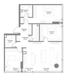 3-BD Apartment Sale, 96.7平方米 at Slava, Leningradskiy Avenue, 8с10, Moscow, Russia #2